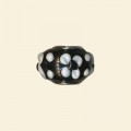 Black Pandora Style Glass Bead with Metal Inserts - 12mm 