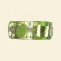 Green Glass Spotty Foiled Flat Tube Beads - 22mm x 10mm 