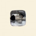 Black Glass Spotty Foiled Flat Square Beads - 15mm 
