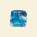 Aqua Glass Spotty Foiled Flat Square Beads - 15mm 