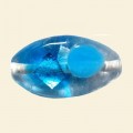 Aqua Glass Spotty Foiled Flat Oval Beads - 25mm x 15mm 