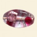 Pink Glass Spotty Foiled Flat Oval Beads - 25mm x 15mm 