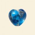 Aqua Glass Spotty Foiled Heart Beads - 15mm 