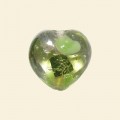 Green Glass Spotty Foiled Heart Beads - 15mm 