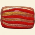 Red Hand Painted Glass Flat Rectangle Beads - 30mm x 20mm 