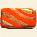 Orange Hand Painted Glass Flat Rectangle Beads - 30mm x 20mm 