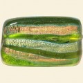 Green Hand Painted Glass Flat Rectangle Beads - 30mm x 20mm 