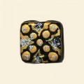 Gold Handmade Glass Glitter Square Flat Bead - 15mm 