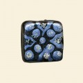 Blue Handmade Glass Glitter Square Flat Bead - 15mm 