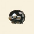 Black Embossed Pattern Glass Round Beads - 14mm 