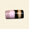 Pink Striped Glass Tube Beads - 20mm x 12mm 