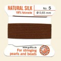 Brown 100% Silk Thread and Needle - Pack