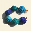 Blue/Turquoise Resin Rose Bead String - 16mm