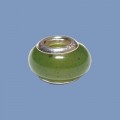 Pandora Style Gemstone Jade Bead with Sterling Silver Inset - 12mm 