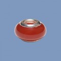 Pandora Style Gemstone Carnelian Bead with Sterling Silver Inset - 12mm 