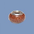 Pandora Style Gemstone Brown Goldstone Bead with Sterling Silver Inset - 12mm 