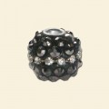 Black Shamballa Pave Bead set with Crystals - 15mm 