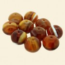 Brown Glass Cushion Beads - 10mm - Pack of 10
